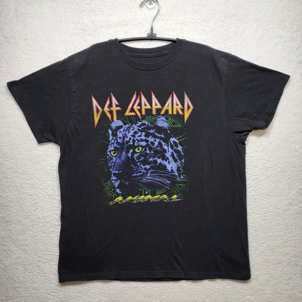 Def Leppard Band Graphic T-Shirt Mens XL Black Short Sleeve Rock Tee